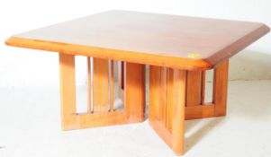 20TH CENTURY MAPLE COFFEE TABLE SQUARE BEVELLED EDGE TOP