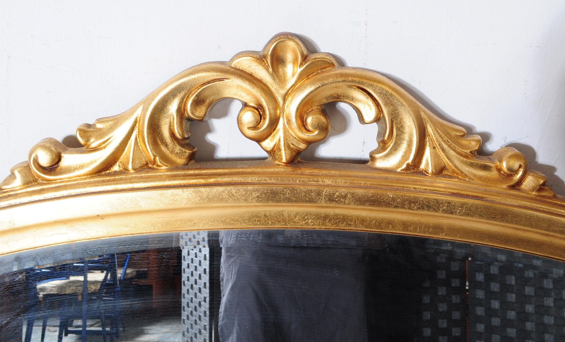 LARGE 20TH CENTURY LOUIS XVI STYLE GILTWOOD OVER MANTEL MIRROR - Image 2 of 3