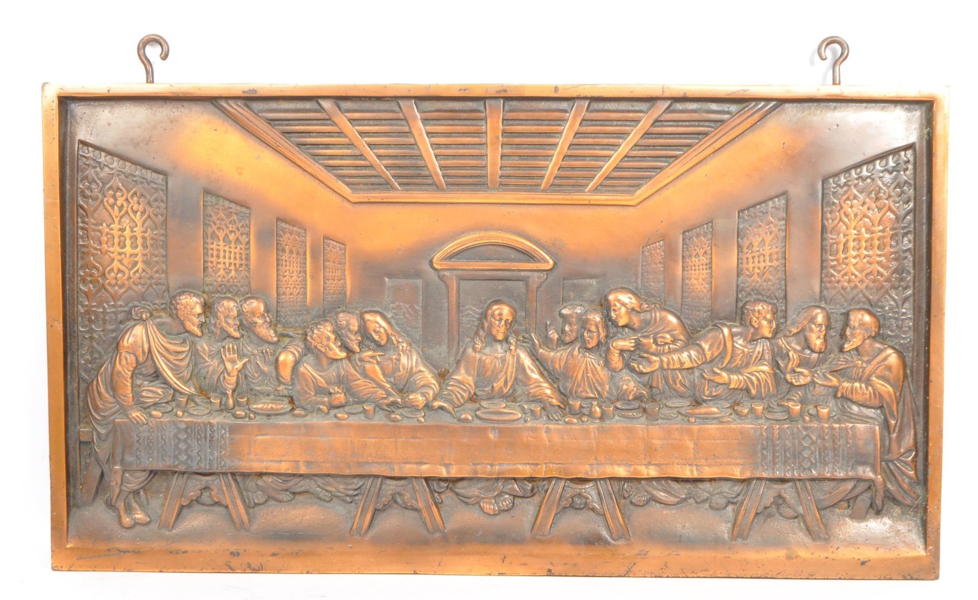 VICTORIAN RELIGIOUS CAST COPPER THE LAST SUPPER PLAQUE