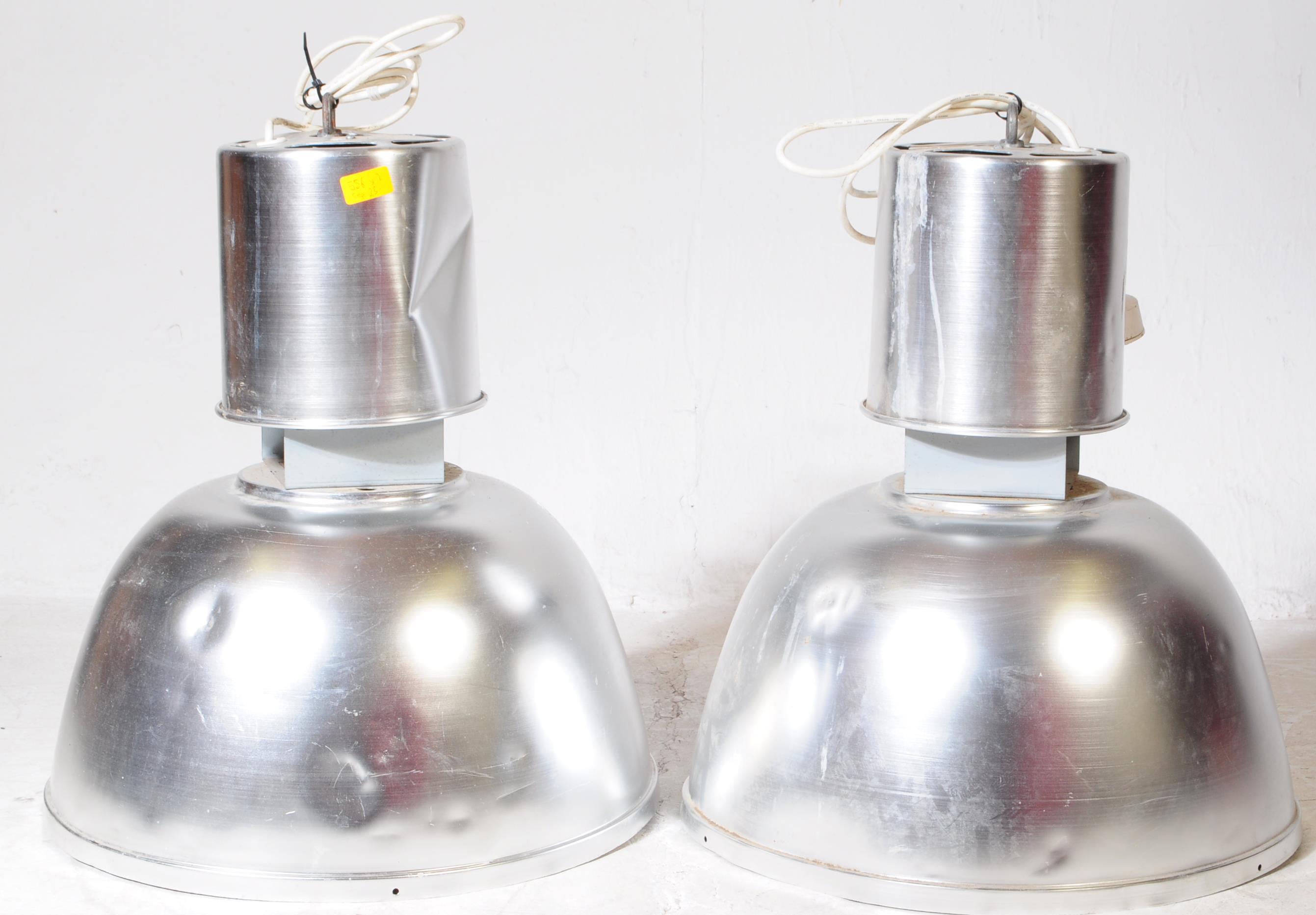 TWO MID CENTURY LARGE INDUSTRIAL PENDANT CEILING LIGHTS - Image 2 of 6