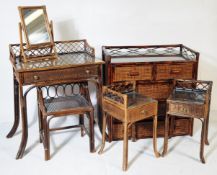 MID CENTURY 1960S LACQUERED RATTAN & BAMBOO BEDROOM SUITE