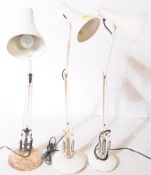 THREE HERBERT TERRY MODEL 90 ANGLEPOISE LAMPS