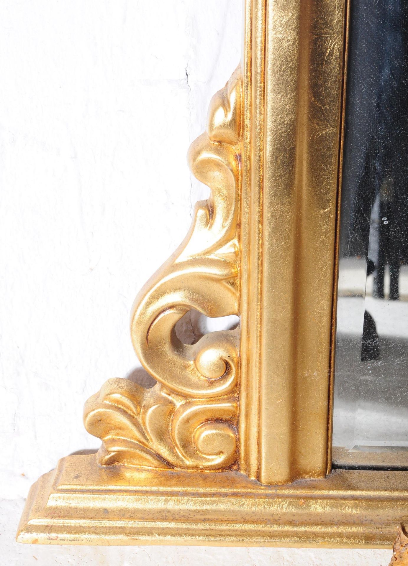 LARGE 20TH CENTURY LOUIS XVI STYLE GILTWOOD OVER MANTEL MIRROR - Image 3 of 3