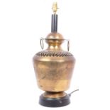 EARLY 20TH CENTURY INDIAN ETCHED CONVERTED TABLE LAMP