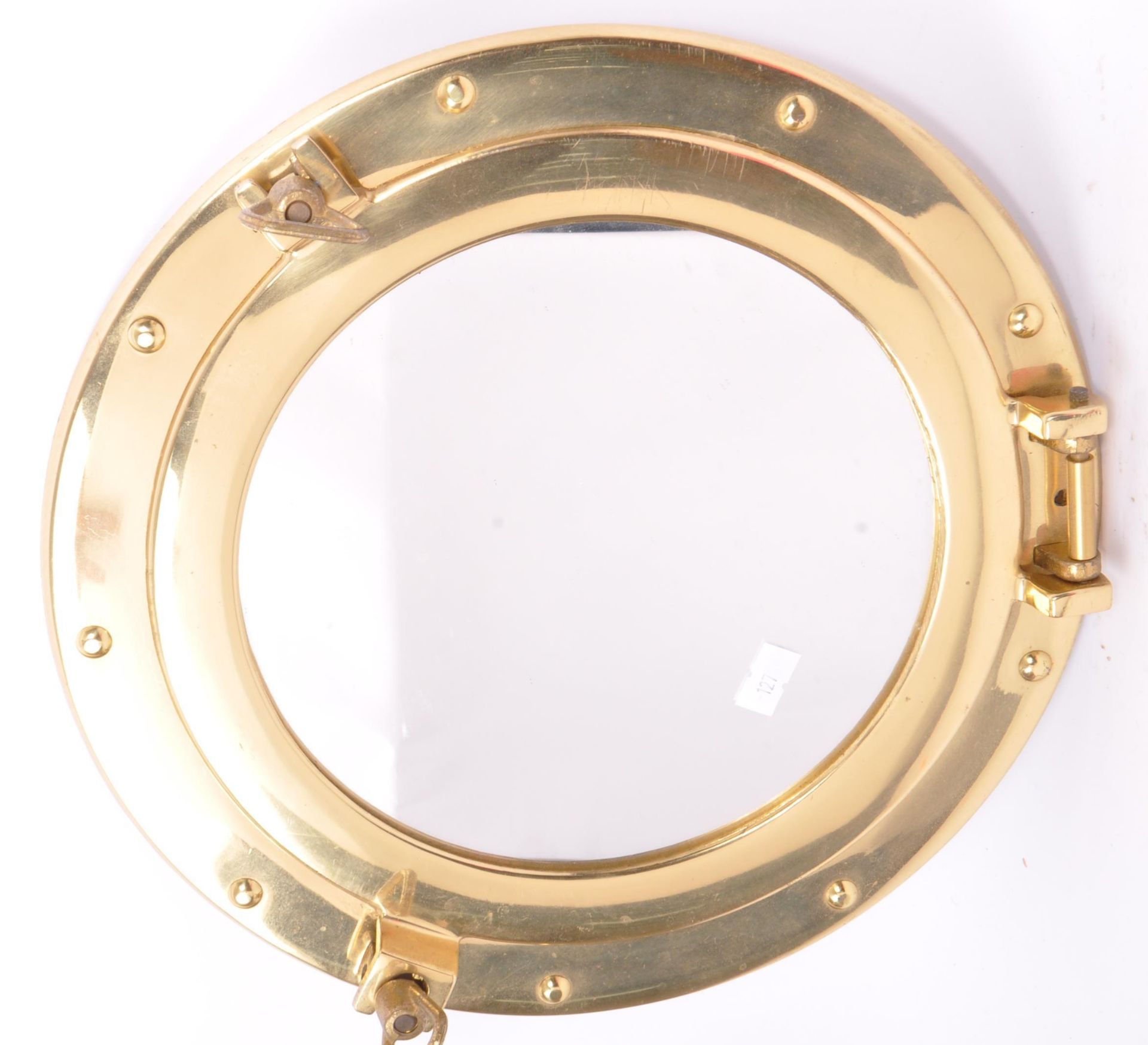 20TH CENTURY BRASS MARTIME PORT HOLE WALL MIRROR - Image 5 of 6