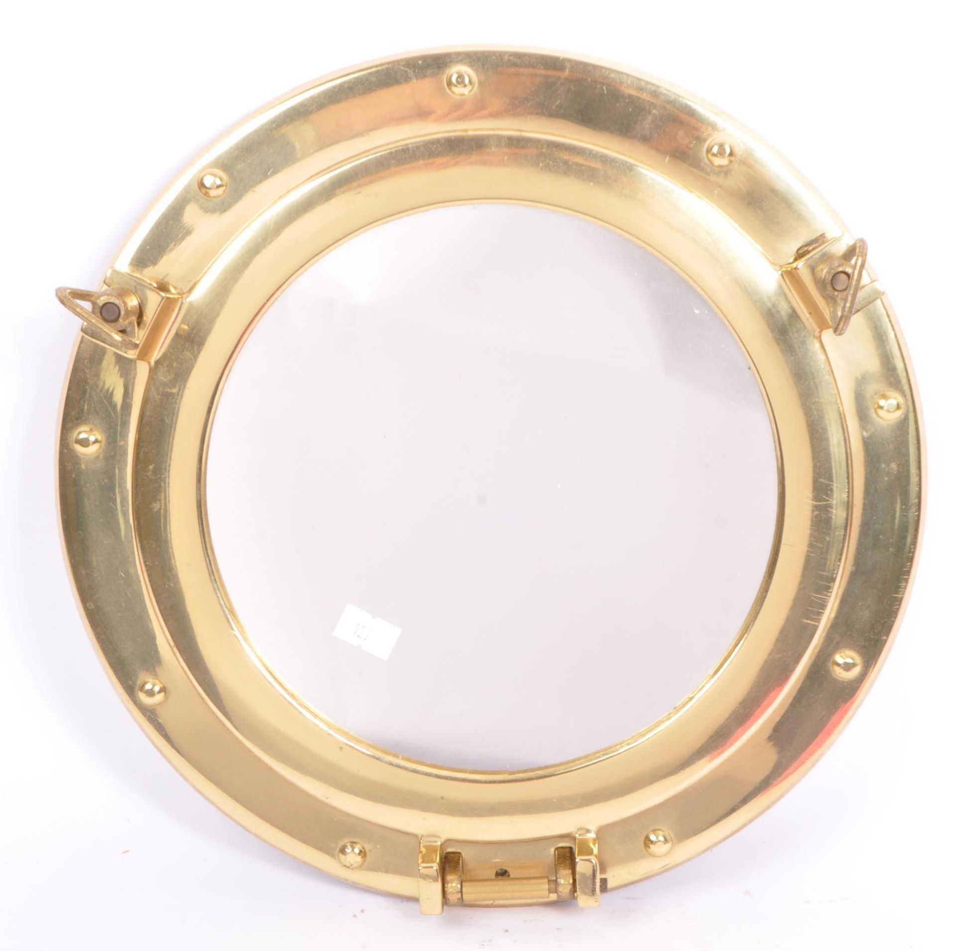 20TH CENTURY BRASS MARTIME PORT HOLE WALL MIRROR