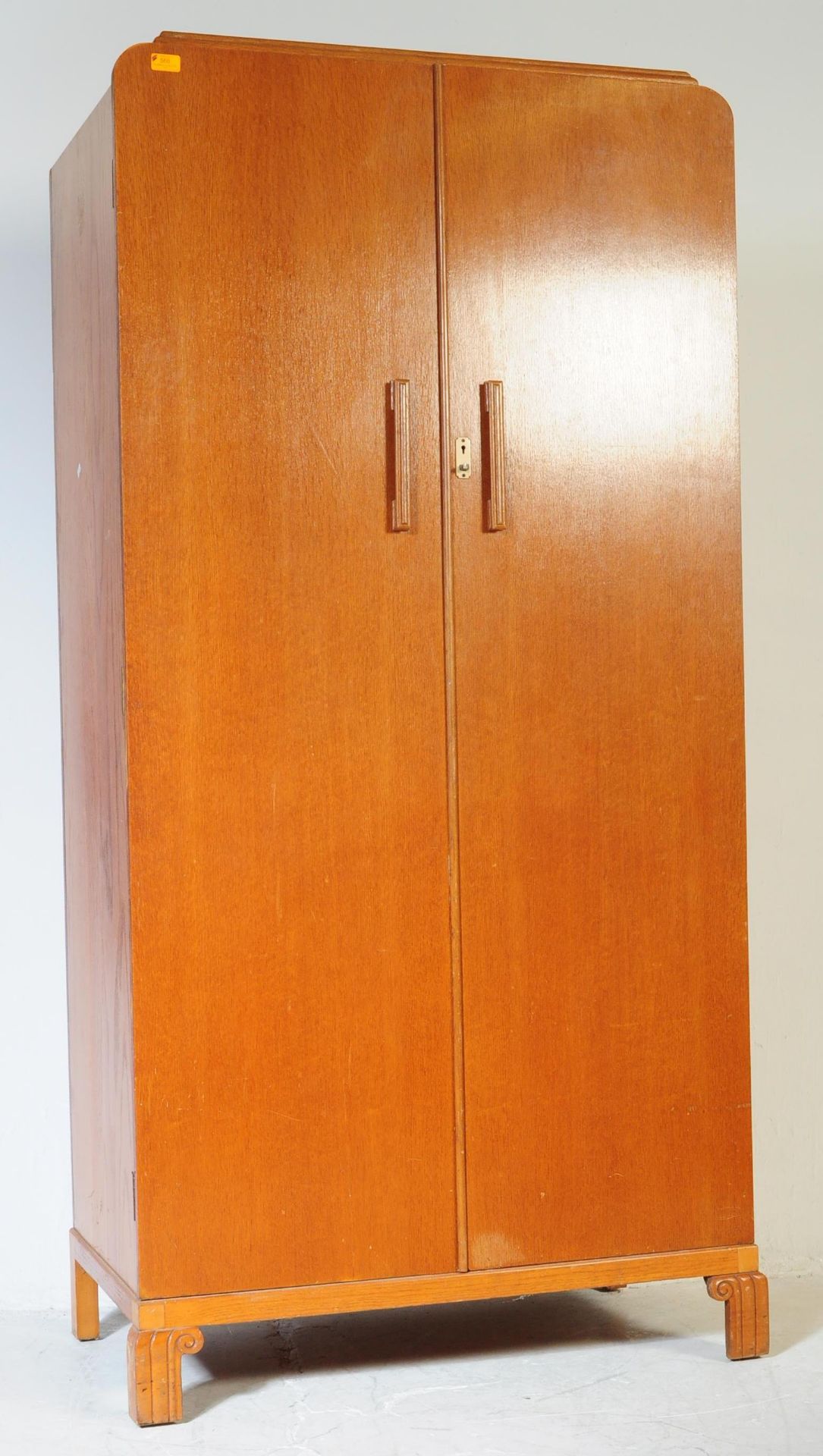 VINTAGE WALNUT 1940S ART DECO STYLE WARDROBE