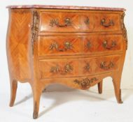 FRENCH KINGWOOD MARBLE ORMOLU BOMBE CHEST OF DRAWERS