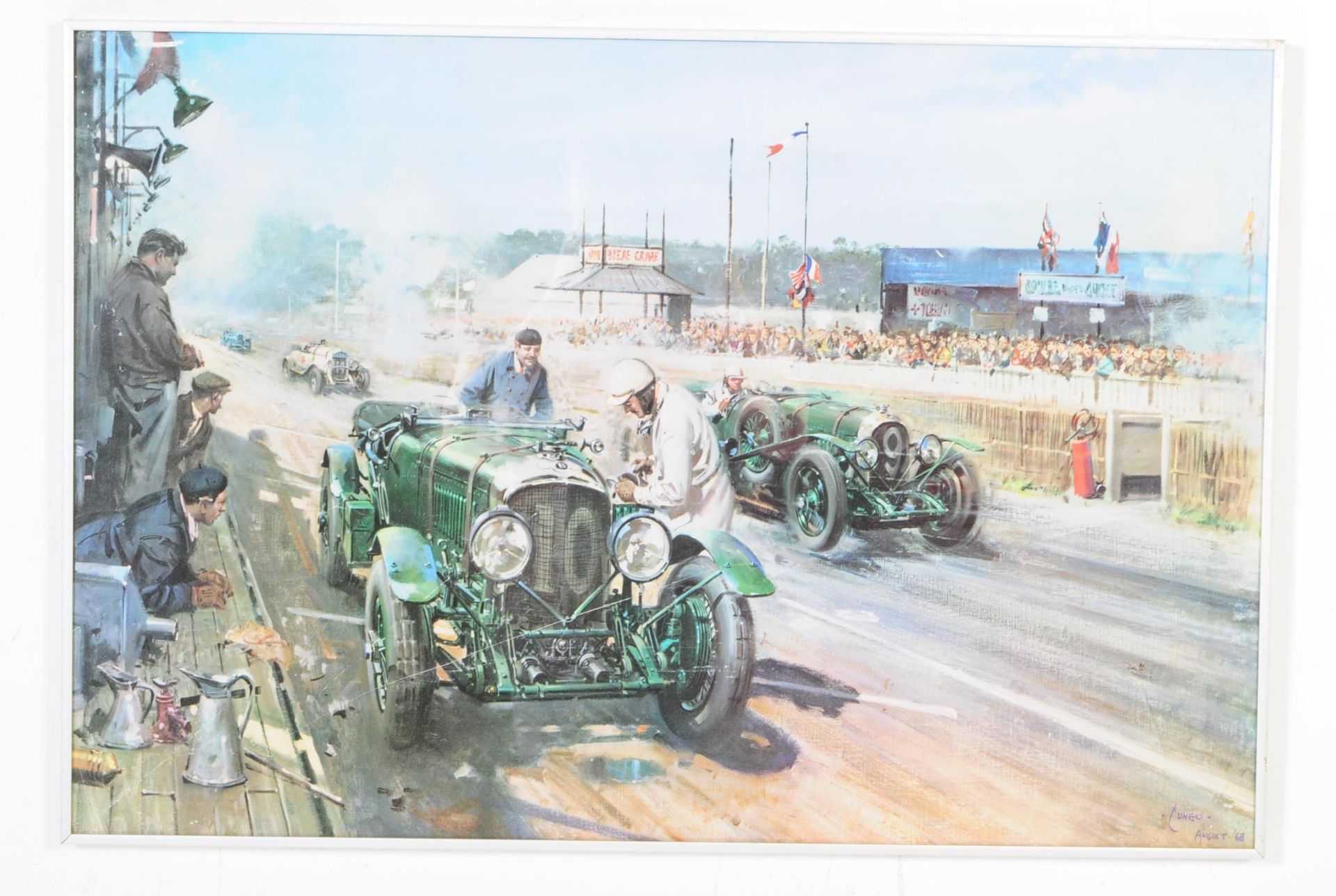 AUTOMOBILIA - TERENCE CUNEO BENTLEY AT LE MANS PRINT FRAMED