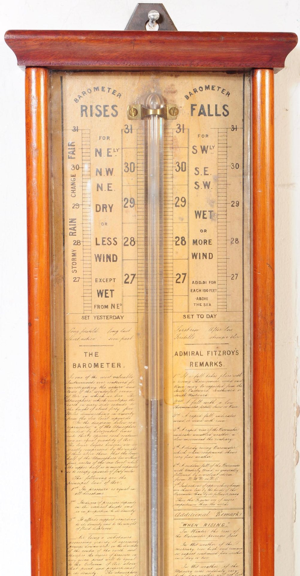 MAHOGANY CASED ADMIRAL FITZROY WALL BAROMETER - Image 2 of 3