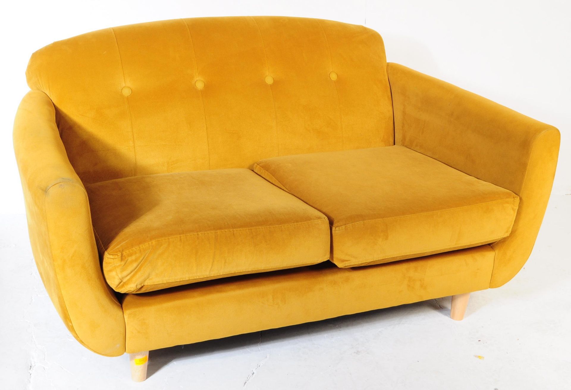 CONTEMPORARY MUSTARD YELLOW TWO SEATER SOFA - Image 2 of 6