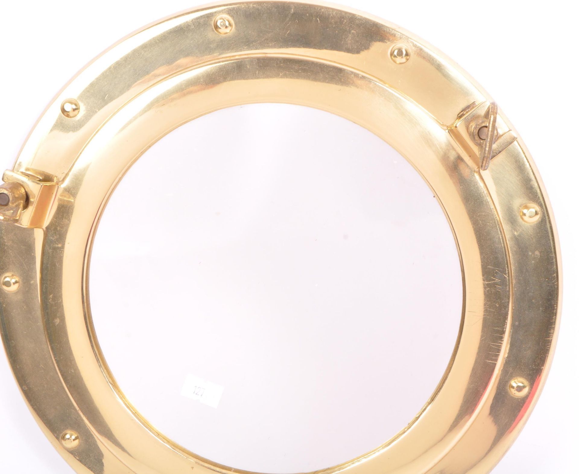20TH CENTURY BRASS MARTIME PORT HOLE WALL MIRROR - Image 4 of 6