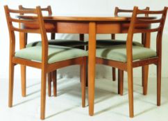 MID CENTURY TEAK EXTENDING DINING TABLE & CHAIRS