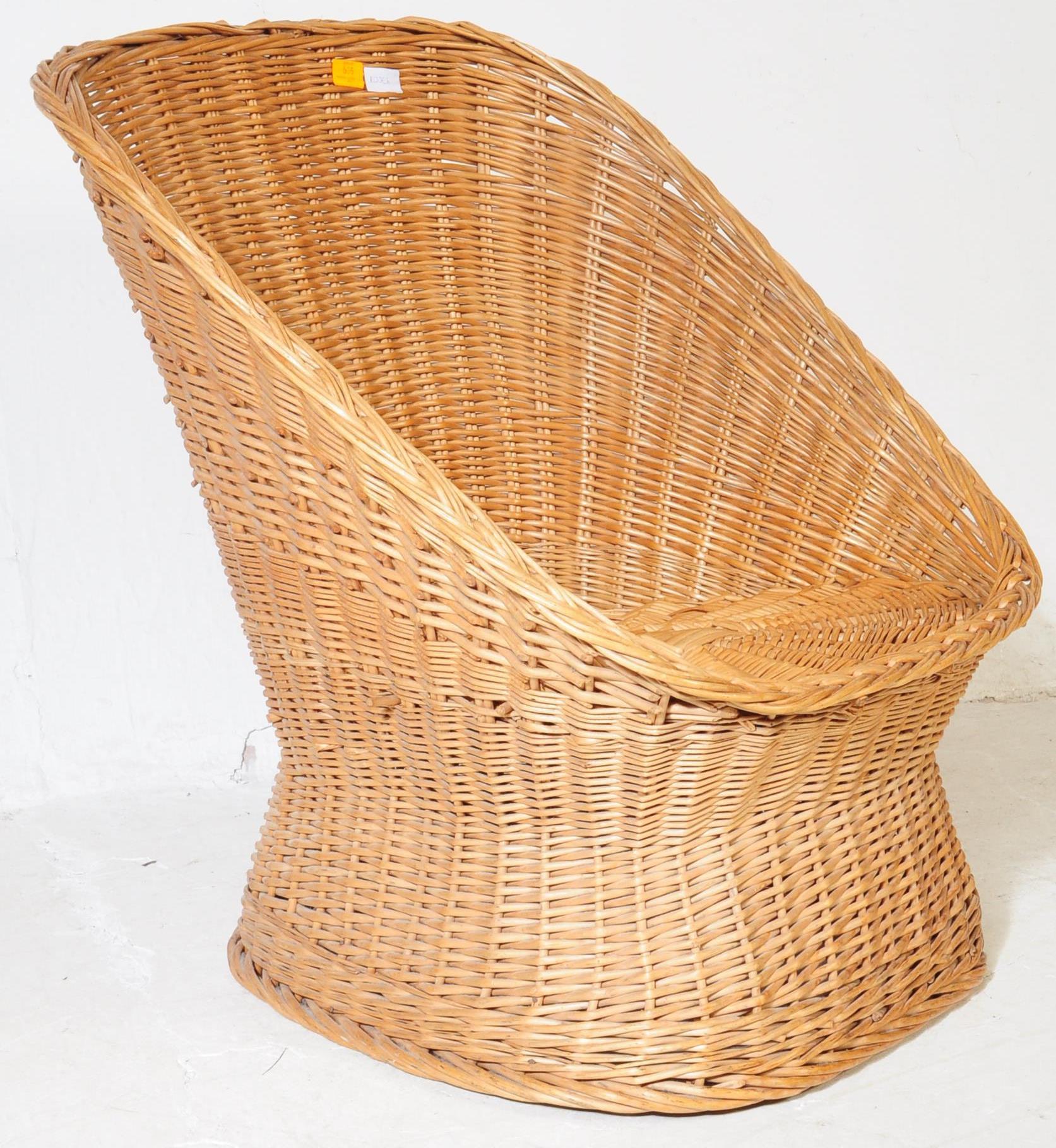 20TH CENTURY WICKER CONSERVATORY ARMCHAIR OF TUB FORM - Image 4 of 7