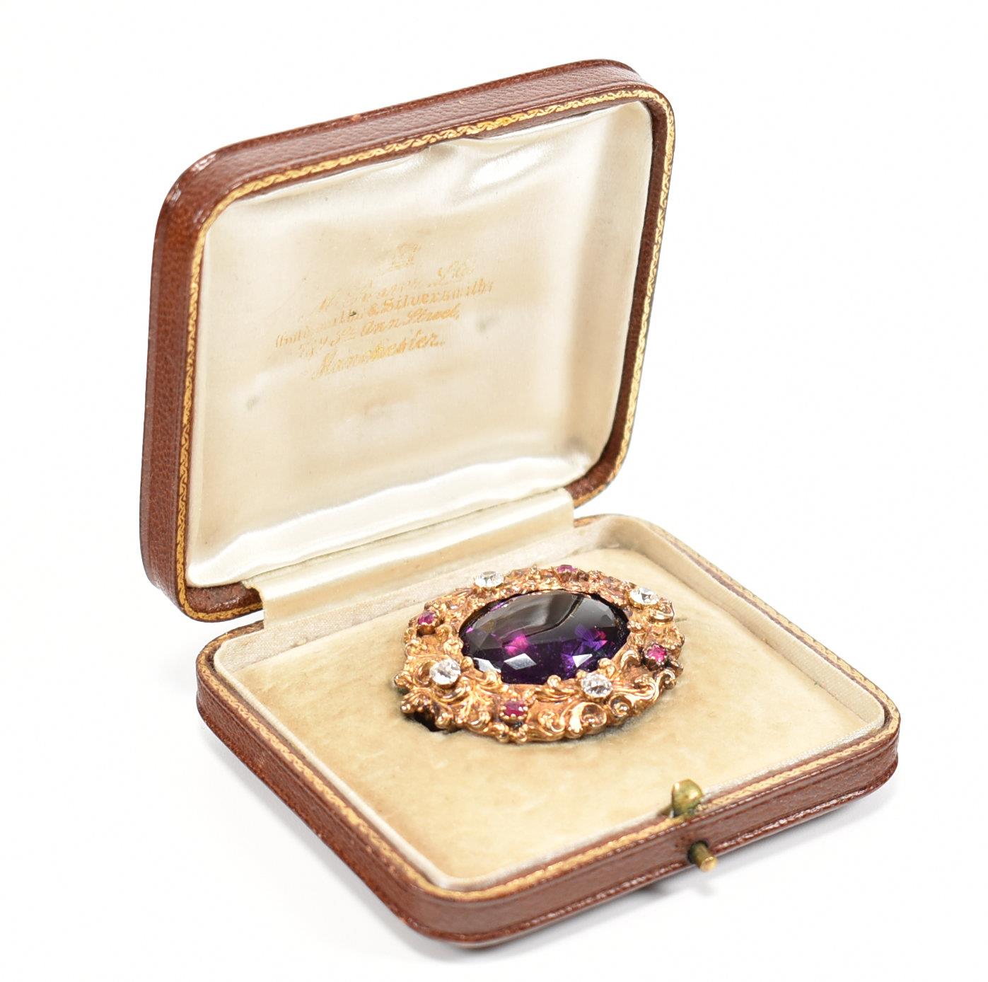 19TH CENTURY AMETHYST RUBY & DIAMOND BROOCH PIN - Image 8 of 8