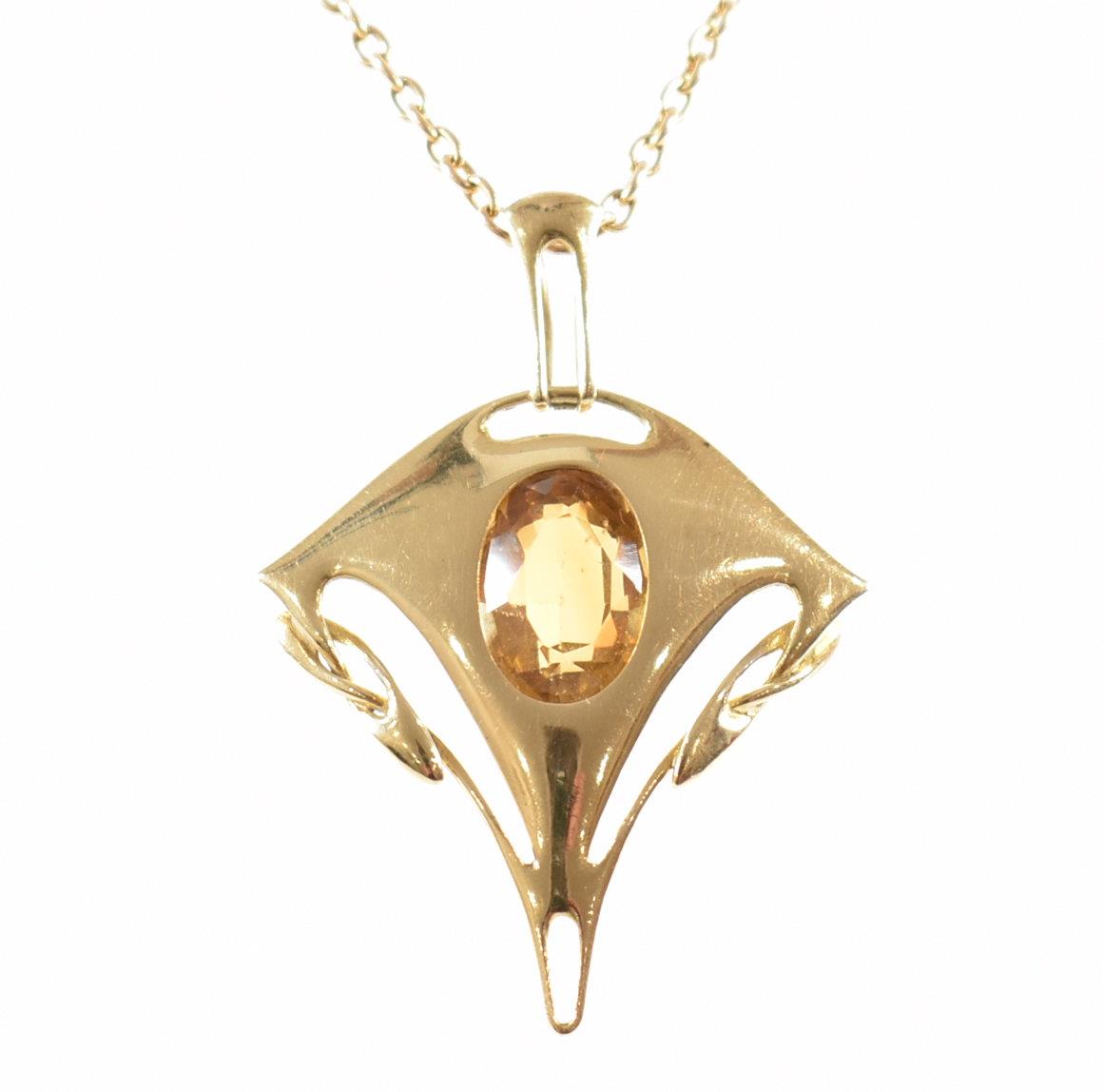 ART NOUVEAU GOLD & CITRINE PENDANT NECKLACE - Image 3 of 10