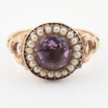 GOLD AMETHYST & PEARL HALO RING