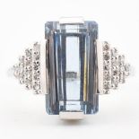 AQUAMARINE & DIAMOND COCKTAIL RING