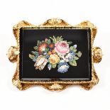 CASED GOLD MICRO MOSAIC BROOCH PIN