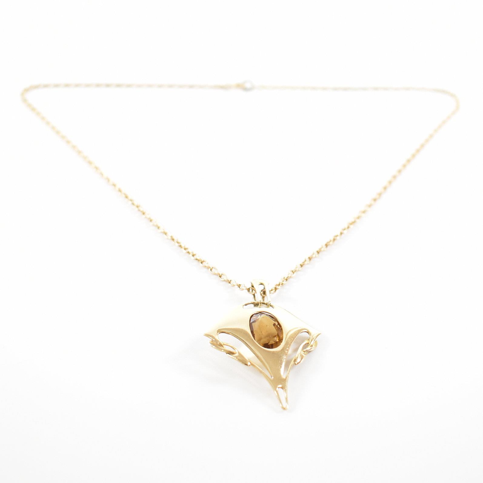 ART NOUVEAU GOLD & CITRINE PENDANT NECKLACE - Image 8 of 10