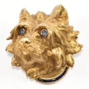 EARLY 20TH CENTURY SAPPHIRE SET NOVELTY DOG BROOCH PIN