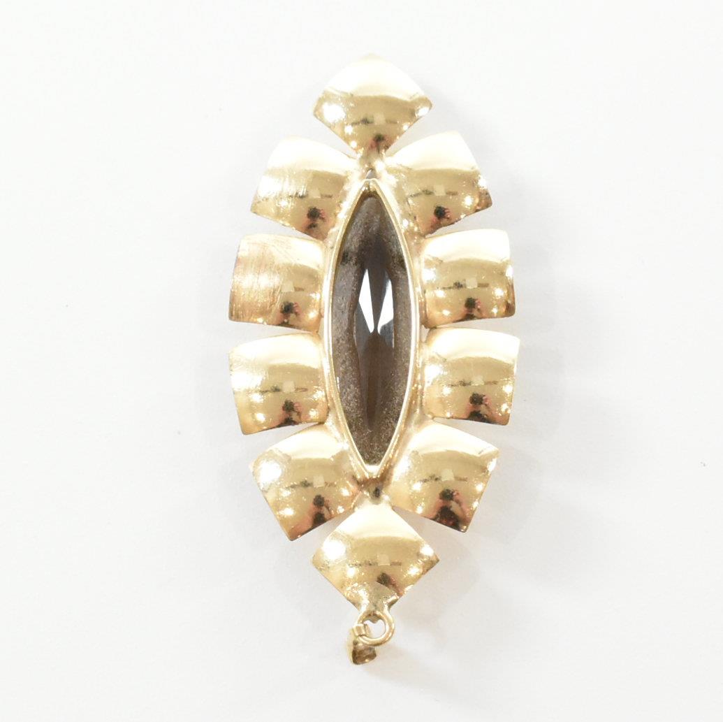 VINTAGE 9CT GOLD & SMOKY QUARTZ NECKLACE PENDANT - Image 3 of 8