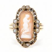 19TH CENTURY GOLD CAMEO & PEARL RING