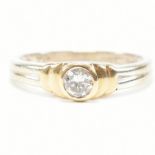 HALLMARKED 9CT BICOLOUR GOLD & DIAMOND SOLITAIRE RING