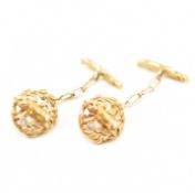 PAIR ART NOUVEAU GOLD & DIAMOND CUFFLINKS