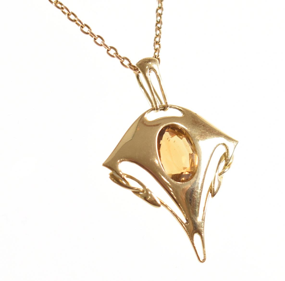 ART NOUVEAU GOLD & CITRINE PENDANT NECKLACE - Image 4 of 10