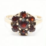 VINTAGE HALLMARKED 9CT GOLD & GARNET CLUSTER RING