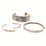 THREE 925 SILVER BANGLE BRACELETS