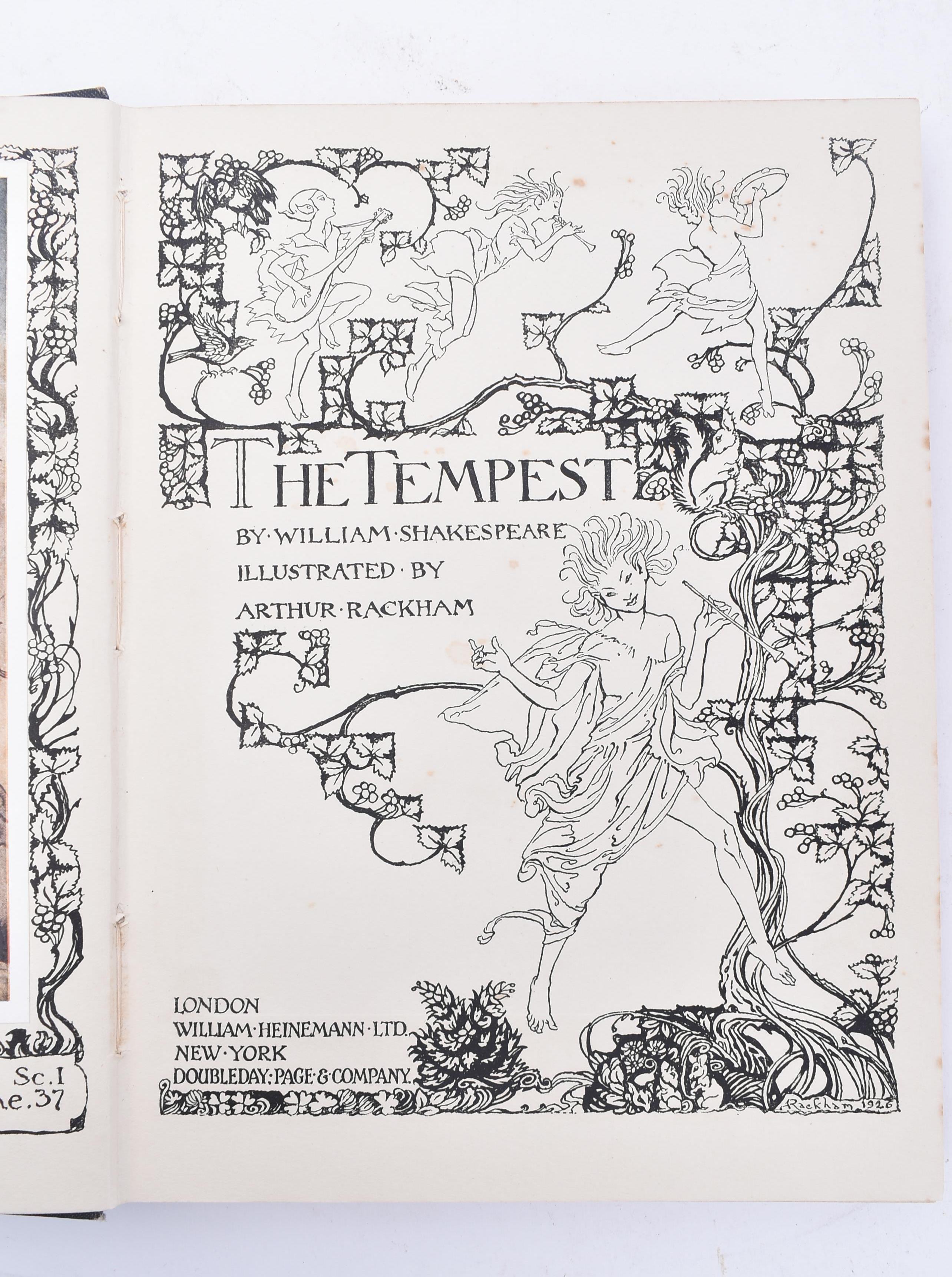 1926 - THE TEMPEST - ILLUSTRATED BY ARTHUR RACKHAM - FIRST ED - Image 3 of 7