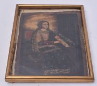 EARLY 19TH CENTURY BELIEVED SPANISH OIL ON CANVAS OF ST CECILIA