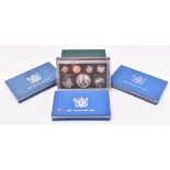 FIVE 20TH CENTURY NEW ZEALAND TREASURY PROOF COIN SETS