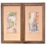 PAIR OF MID CENTURY WATERCOLOUR & PENCIL ENGLISH VIEWS