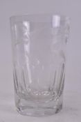 LATE VICTORIAN 19TH CENTURY CRYSTAL ETCHED WATER GLASS