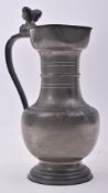 JPJ GENEVE- MID CENTURY SWISS PEWTER LIDDED TANKARD PITCHER