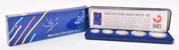 1990 RESERVE BANK OF NEW ZEALAND FIVE COIN SILVER PROOF SET