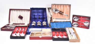 LARGE COLLECTION OF 20TH CENTURY SILVER PLATED CUTLERY SETS