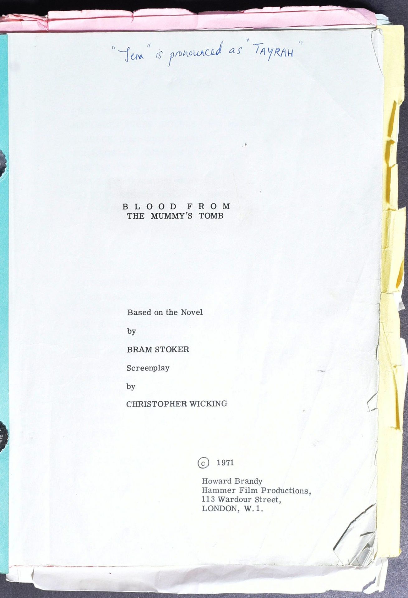 BLOOD FROM THE MUMMY'S TOMB (1971) - LEON'S ORIGINAL SCRIPT - Bild 4 aus 7