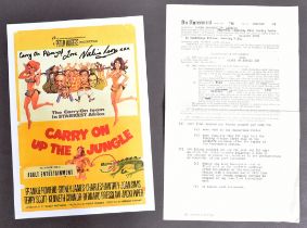 CARRY ON UP THE JUNGLE (1970) - LEON'S ORIGINAL CONTRACT