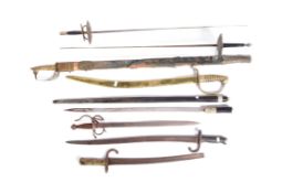 COLLECTION OF ASSORTED SWORDS & BAYONETS