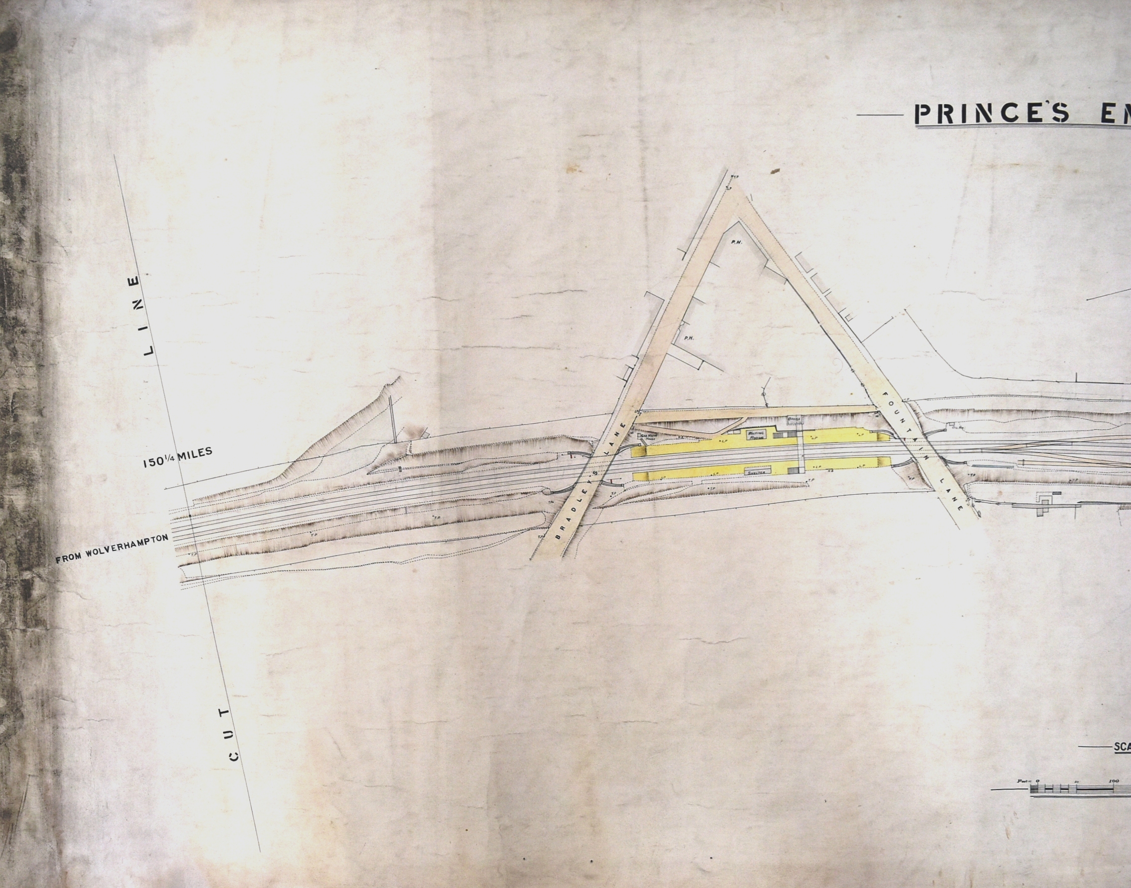 RAILWAYANA - GREAT WESTERN RAILWAY MAP - DUDLEY & WOLVERHAMPTON - Image 2 of 7