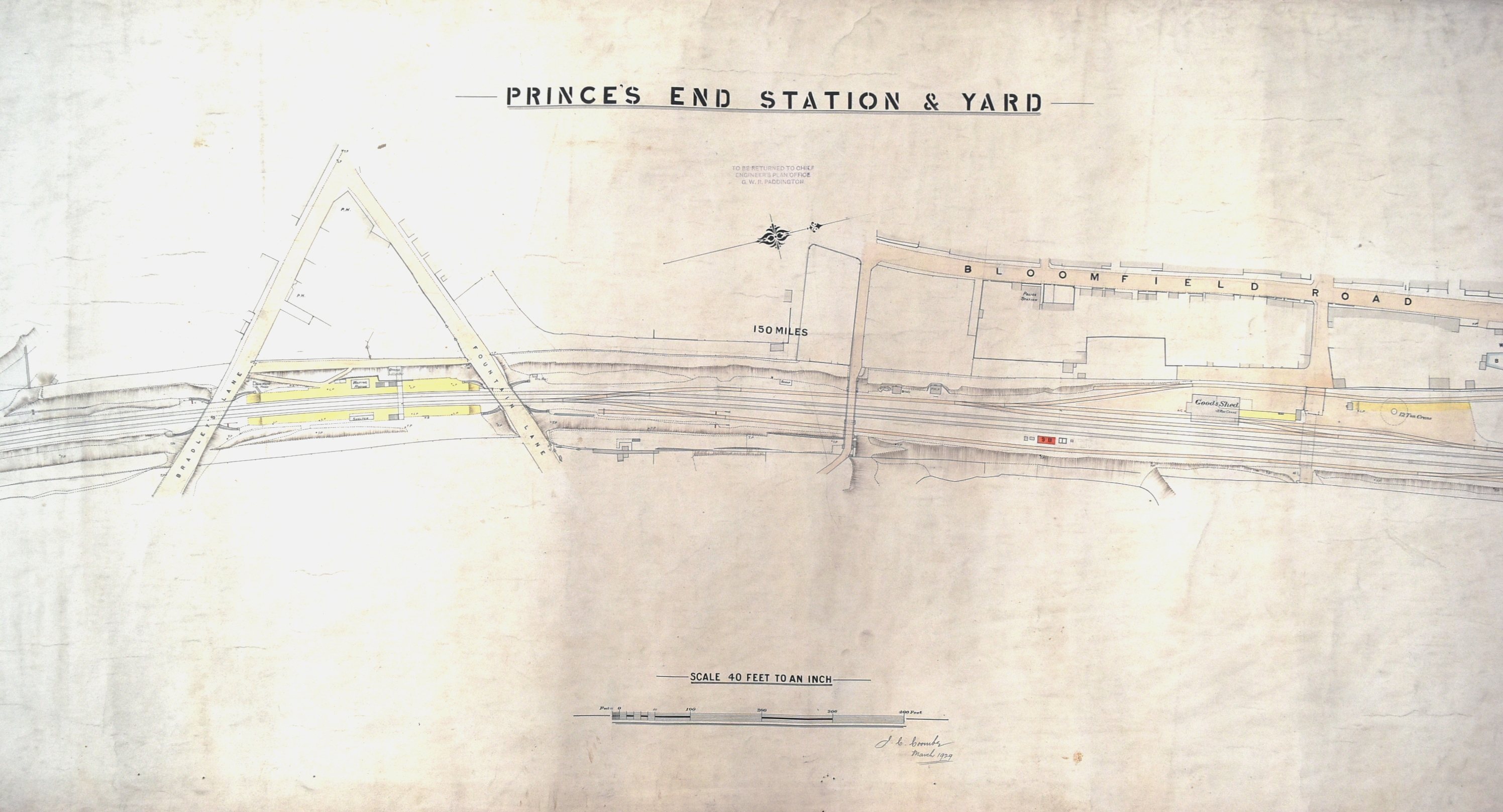 RAILWAYANA - GREAT WESTERN RAILWAY MAP - DUDLEY & WOLVERHAMPTON - Image 3 of 7