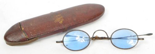PAIR OF 19TH CENTURY BLUE LENS READING SPECTACLES