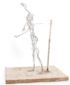 CONTEMPORARY ALUMINIUM & WIRE WORKED SCULPTURE