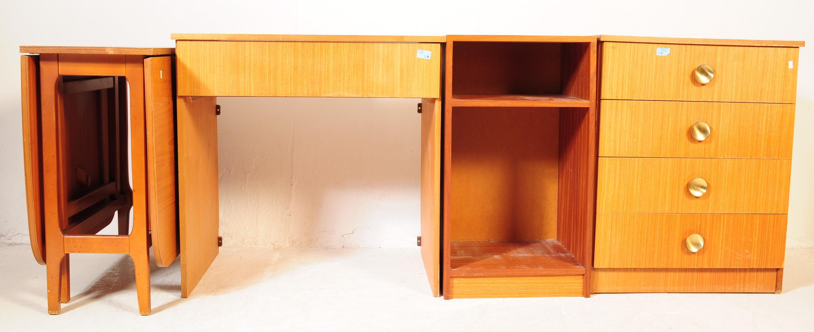 MID CENTURY TEAK WOOD CHEST OF DRAWERS CHAIRS DESK & LOCKER