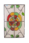 19TH CENTURY STAINED GLASS WINDOW WITH CENTRAL CREST