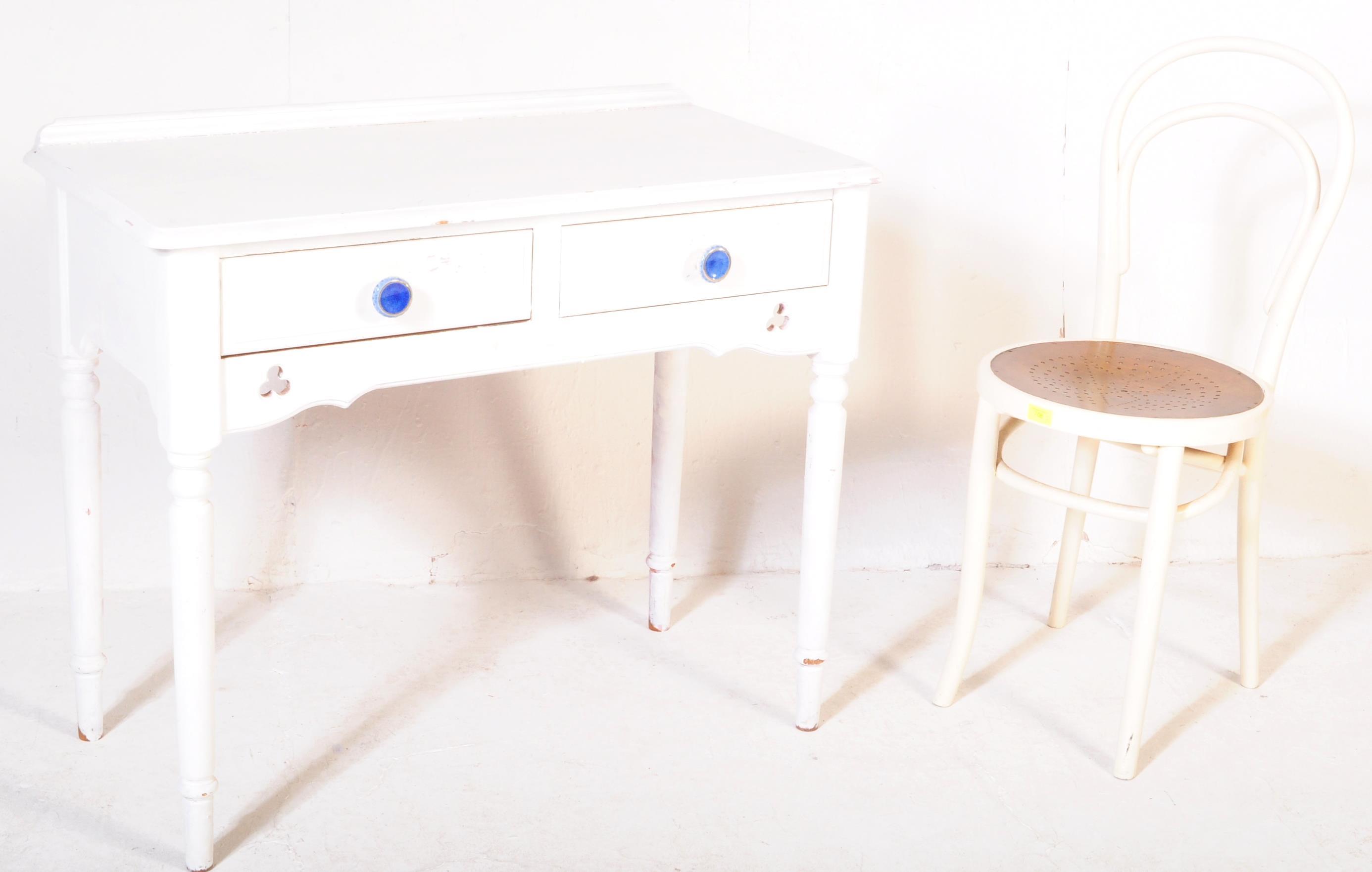 A VINTAGE RETRO PAINTED PINE DESK AND CAFE CHAIR - Image 2 of 5